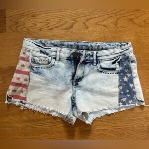 American Flag denim shorts